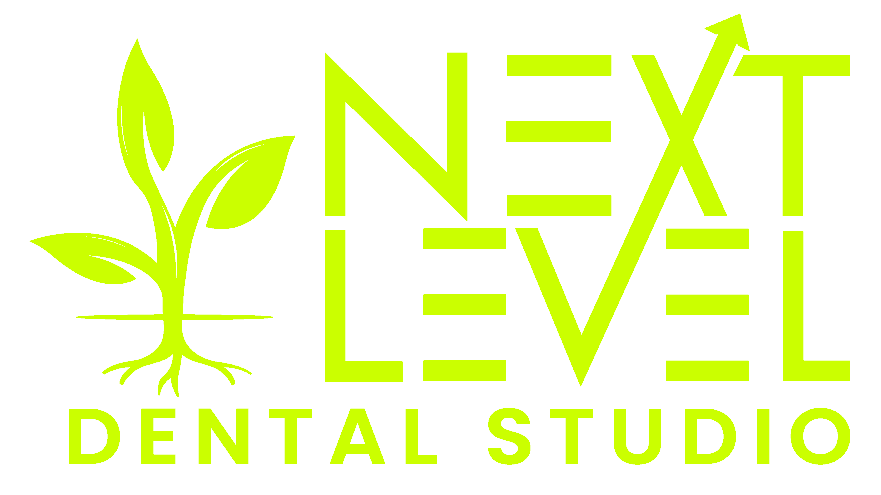 Next Level Dental Studio logo featuring green plant elements, symbolizing growth and innovation in dental care, aligned with CNV Creative's focus on strategic marketing solutions for business growth.