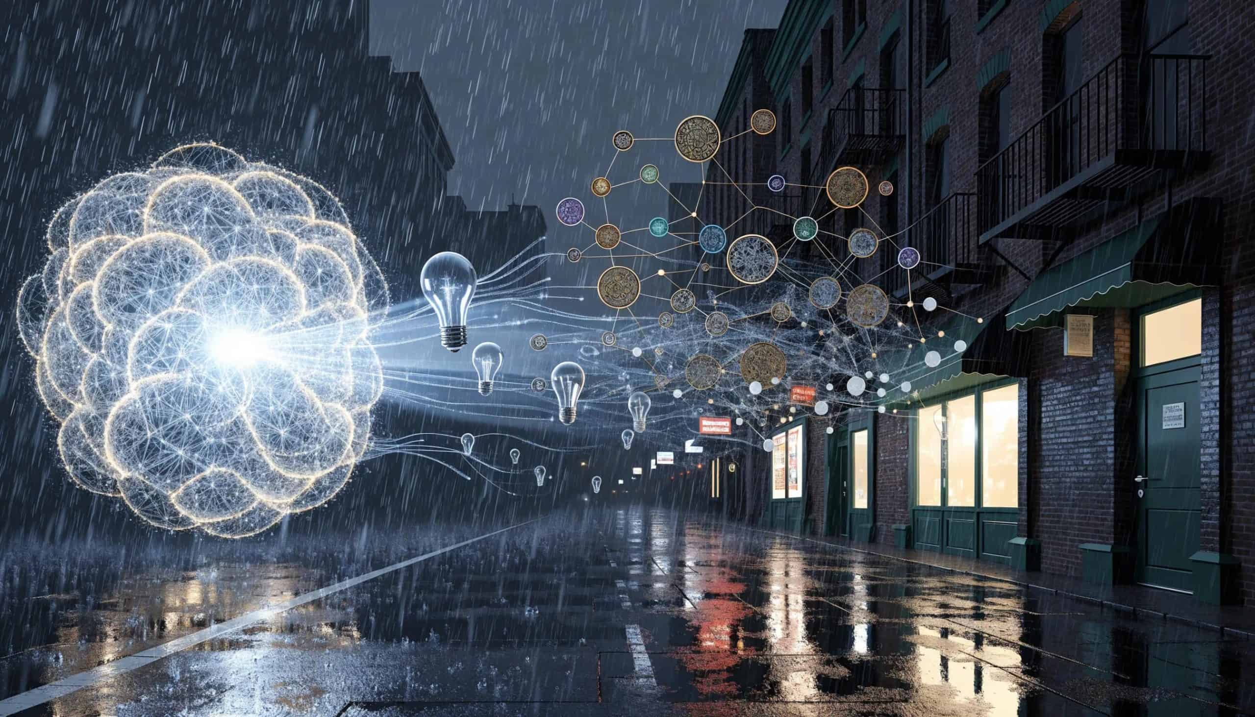 Abstract representation of generative AI enhancing local business strategies